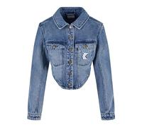 Karl Kani Damen KW242-037-1 Og Old English Crop Corset Washed Denim Jacket Vintage Indigo, XS