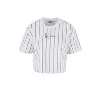 Karl Kani Damen Small Signature Essential Pinstripe Crop Tee White/Black, M