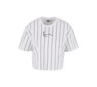 Karl Kani Damen Small Signature Essential Pinstripe Crop Tee White/Black, S