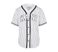 Kurzarmshirt KARL KANI "Karl Kani Herren KM221-115-2 Serif Pinstripe Baseball Shirt" Gr. XS, weiß (white) Herren Shirts (95058047-XS) white
