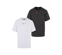 T-Shirt KARL KANI "Karl Kani Herren KM222-101-1 KK 2-Pack Pinstripe + Essential Tee" Gr. M, schwarz-weiß (black/white) Herren Shirts (65070843-M) black/white