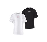 T-Shirt KARL KANI "Karl Kani Herren KM222-101-2 KK 2-Pack Pinstripe + Essential Tee" Gr. L, weiß (white, black) Herren Shirts (24673757-L) white, black