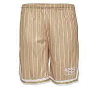 Shorts KARL KANI "Karl Kani Herren KM232-005-2 KK Retro Pinstripes Mesh Shorts", Herren, Gr. XL, US-Größen, sand, weiß, 100% Polyester (Recycelt), gestreift, loose fit, Hosen Shorts (12123606-XL) sand