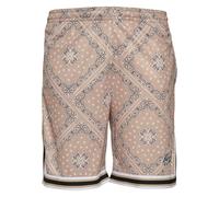 Shorts KARL KANI "Karl Kani Herren KM232-011-2 KK Varsity Paisley Mesh Shorts", Herren, Gr. L, US-Größen, sand, schwarz, weiß, 100% Polyester (Recycelt), loose fit, Hosen Shorts (97673057-L) sand, sch