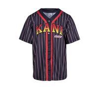 Karl Kani Herren KM233-003-1 KK Serif Pinstripe Baseball Shirt Black/red/White, M