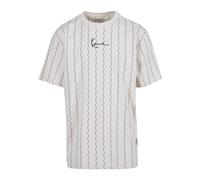 Karl Kani Herren KM233-013-1 KK Small Signature Ziczac Pinstripe Tee Offwhite/Black, M