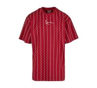 Karl Kani Herren KM233-013-2 KK Small Signature Ziczac Pinstripe Tee DarkRed/Offwhite, S
