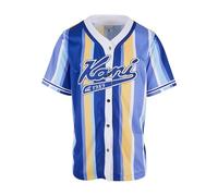 Karl Kani Herren KM241-042-1 Varsity Striped Baseball Shirt Navy/Lilac/Yellow, L