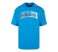 T-Shirt KARL KANI "Karl Kani Herren KM242-001-2 Karl Kani Serif Originator Tee", Damen, Gr. XL, aqua, 100% Baumwolle, bedruckt, loose fit, Rundhals, Shirts T-Shirt (21023864-XL) aqua