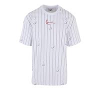 Karl Kani Herren KM242-004-4 Small Signature Logo Prinstripe Tee White/Black, S