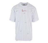 Karl Kani Herren KM242-004-4 Small Signature Logo Prinstripe Tee White/Black, XL