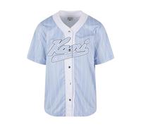 Karl Kani Herren KM242-008-3 Varsity Logo Pinstripe Baseball Shirt Light Blue/White, L