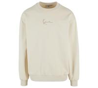 Rundhalspullover KARL KANI "Karl Kani Herren KM242-031-2 Small Signature Os Crew", Herren, Gr. M, sanftes weiß, 80% Baumwolle (Bio), 20% Polyester, oversize, Rundhals, Pullover Rundhalspullover (46542