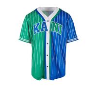 Karl Kani Herren KU223-018-1 Serif Pinstripe Block Baseball Shirt Blue/Green/White, M