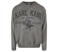 Rundhalspullover KARL KANI "Karl Kani Karl Kani Kani Street Academy OS Crew", Damen, Gr. XXL, anthrazit, 65% Baumwolle, 35% Polyester, mehrfarbig, oversize, Rundhals, Pullover Rundhalspullover (298663