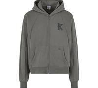 Kapuzenpullover KARL KANI "Karl Kani KK Boxy Full Zip Hoodie", Herren, Gr. XL, grau, 65% Baumwolle, 35% Polyester, mehrfarbig, relaxed fit, ohne Ausschnitt, Pullover Kapuzenpullover (15573955-XL) grau