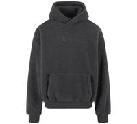 Kapuzensweatshirt KARL KANI "Karl Kani KK Metal Signature Teddy Hoodie", Herren, Gr. L, grau, 100% Polyester, Rundhals, Sweatshirts (33711152-L) grau
