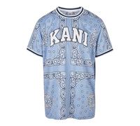 T-Shirt KARL KANI "Karl Kani Men KM222-013-1 Serif Paisley Mesh Tee", Damen, Gr. M, blau, 100% Polyester, loose fit, Rundhals, Shirts T-Shirt (82010747-M) blau