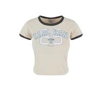 T-Shirt KARL KANI "Karl Kani Karl Kani Woven Signature Short Soccer Tee", Damen, Gr. M, light sand, schwarz, 95% Baumwolle, 5% Elasthan, bedruckt, normal, Rundhals, Shirts T-Shirt (32468142-M) light s