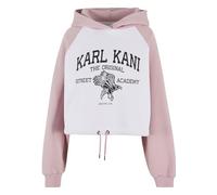 Karl Kani Woven Signature Street Academy Crop Raglan Hoodie White/Rose, XS