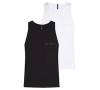 KARL LAGERFELD B.V Men's Elongated Logo Tank top (2 Pack Undershirt, White/Black, L
