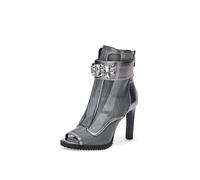 Karl Lagerfeld Blayze Damen-Stiefelette mit offenem Zehenbereich, Absatz, modisch, mit Nietenverzierungen, silber, 8.5