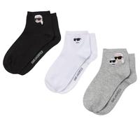 KARL LAGERFELD Damen Ikon Short Socks (3 Pack) Schwarz/Weiß/Grau 43-46