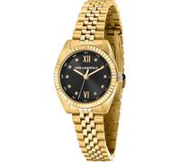 Karl Lagerfeld Damenuhr Edelstahl gold, schwarz, Diamant Damen