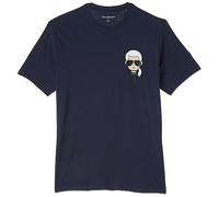 KARL LAGERFELD Herren Classic Karl Character Short Sleeve Crew Neck T-Shirt, Marineblau, Klein