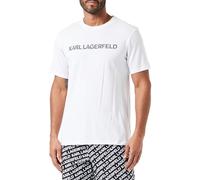 KARL LAGERFELD Herren Printed Pyjama T-Shirt Set White/Diagonal All Over Print Black XS