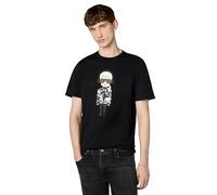KARL LAGERFELD Herren Reflective, Karl Character with Headphones Short Sleeve Crew Neck Men’s T-Shirt, Schwarz, Mittel