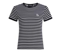 Karl Lagerfeld - Ikon Geripptes T-Shirt mit Streifen - Größe XS - schwarz