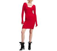 KARL LAGERFELD JEANS, Damen, Langarm Gestricktes Logo Kleid, Pompeian Rot, Xtra Klein