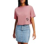 KARL LAGERFELD JEANS, Damen, Regular Kurzarm Cropped Monogram T-Shirt, Normale Passform, Rosa, XS