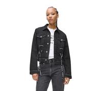KARL LAGERFELD JEANS lace tie denim jacket, Stone Washed Black, M