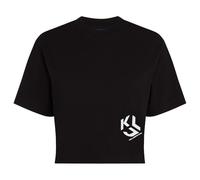 Karl Lagerfeld Jeans Reg Cropped Monogram Tee, Women, Black, T-Shirt