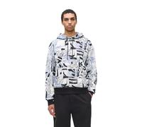 KARL LAGERFELD JEANS Relaxed All Over Print Hoodie, Urban Texture AOP, S