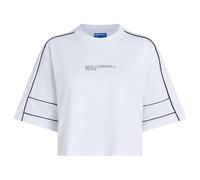 Karl Lagerfeld Jeans Relaxed Cropped Piping Tee, Women, White, T-Shirt