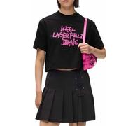 KARL LAGERFELD JEANS, Women's, Regular Cropped Graffiti Tee, Regular Fit, Black, L