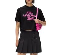 KARL LAGERFELD JEANS, Women's, Regular Cropped Graffiti Tee, Regular Fit, Black, S