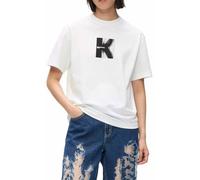 KARL LAGERFELD JEANS, Women's, Regular Short Sleeve K Logo Tee, Regular Fit, White, XS