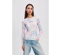 Karl Lagerfeld Mesh Top Floral White Größe: XS | Longsleeves Outlet | Damen | Weiß