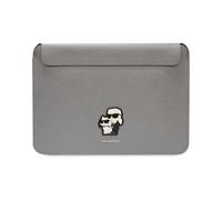 Karl Lagerfeld NFT Saffiano Karl & Choupette Sleeve Notebook-Hülle, Silber - 14 Zoll
