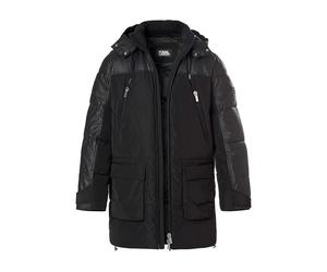 KARL LAGERFELD Parka Herren Stehkragen Mikrofaser schwarz, 54 (XL)