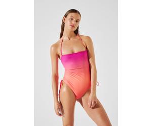 Karl Lagerfeld Printed Halter Swimsuit Ombre Hibiscus-carmelia Größe: M | Badeanzüge Outlet | Damen