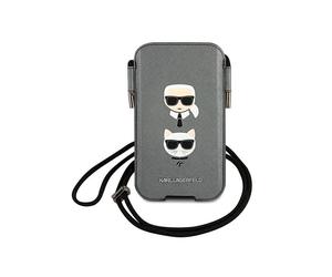 Karl Lagerfeld Saffiano Ikonik Karl&Choupette Head 6.7'' Handbag - Gray