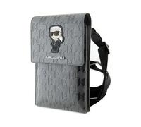 Karl Lagerfeld Saffiano Monogramm Ikonik Tasche - Silber