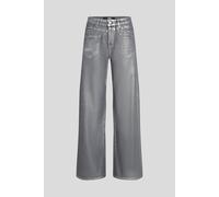 Karl Lagerfeld Silver Metallic Wide Leg Denim Pants Größe: 24 | Ausgestellte Hosen Outlet | Damen | Blau