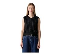 Karl Lagerfeld - Strickweste mit V-Ausschnitt - - Knitwear - Damen - Schwarzk - XS