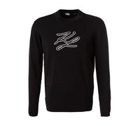 KARL LAGERFELD Sweatshirt Herren Slim Fit Rundhals Baumwolle schwarz Logo und Motiv, L